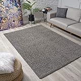 Impression Wohnzimmerteppich - Hochwertiger Öko-Tex zertifizierter Flächenteppich - Solid Color Teppich Grau - Größe 80x150