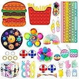 Fidget Pack, Fidget Toy Set Pop Toy It Cube Marble Mesh Pop Sensory Tube Keychain Fidget Block Anti-Anxiety Tools Party Supplies for Kinder Erwachsene(Big Fidget Toy-1)