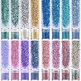 PHILSP Glitzerpuder-Pailletten, holografisch, klobig, Glitzer-Pailletten, Nagelkunst, Dekoration, 16 Farb
