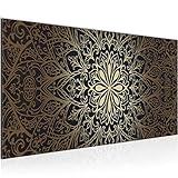 Wandbilder Mandala Abstrakt 1 Teilig Modern Vlies Leinwand Wohnzimmer Flur Orientalisch Schwarz Gold 107412