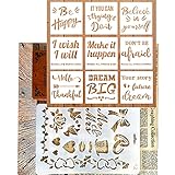 DIXIUZA 10-teiliges Schablonen-Set für Zeichnungen, Malerei, Kunst, Bastelarbeiten, inspirierendes Zitat, Schablonen-Set, wiederverwendbare Formen, Wortschablonen für Böden, Fenster, Möbel, Holz, W