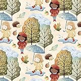 WALDABENTEUER (HERBST MÄDCHEN), Teddy-Fleece (Alpen Fleece), 150 cm breit (+/- 5%), 400 g/m2, 41% Baumwolle, 55% Polyester und 4% E