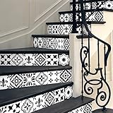 6 selbstklebende Treppen-Aufkleber für Fliesen | Aufkleber für Kontritte, Zementfliesen – Aufkleber für Fliesen – azulejos – 15 x 105 cm – 6 S