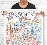Lieferlokal Stadtposter Köln in limitierter Auflage - 70x100 cm The Kölner Poster Unikat - Wandbild mit illustriertem Stadtmotiv - Kunstdruck Poster mit E