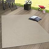 Paco Home In- & Outdoor Flachgewebe Teppich Terrassen Teppiche Natürlicher Look In Beige, Grösse:140x200