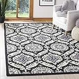 Safavieh Chelsea Collection HK356A Hand-Hooked French Country Wool Area Rug, 8'9' x 11'9', Black / Ivory