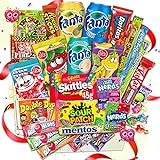 Amerikanische Süßigkeiten XXL Box 2,3 kg| 24+3 Teile gratis leckere USA Süssigkeiten Kennenlernbox - Candy Mix inkl. Getränke – Fanta – 7up Reeses, Hersheys, Pocky, Skittles Süßigkeiten aus aller W