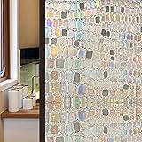 Regenbogen dekorative Fensterfolie, Sichtschutz-Buntglas-Vinyl-Selbstklebefolie, geeignet für Bad, Küche, Schlafzimmer V 45x200