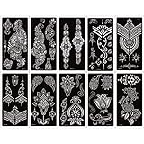 10 Blatt Henna Tattoo Schablonen Kit für Frauen, Body Art Tattoos Schablonen Aufkleber Flower Lace Pattern Designs Henna Vorlagen für Hand Fuß