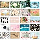 20x moderne Glückwunschkarten im Set, DIN A6 - Wünschen Sie alles Gute zum Geburtstag im modernen Design mit dem Geburtstagskarten-Set für Frauen & M
