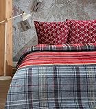 Leonado Vicenti Winter Bettwäsche Flausch Teddy Plüsch warme Cashmere Touch Coral Fleece 135x200 155x220 200x200 200x220 240x220, Farbe:Rot Sterne, Größe:155 x 220