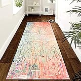 DANWU Flur Teppich 110x380cm rutschfest Pflegeleichte Waschbare Küchenläufer für Bad Küche Boden, G