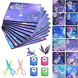 IWILCS Stanzer Set, 4 Papierstanzer, 150 Farben Origami Papier, 2 Bunte Kinder Sicherheit Schere für DIY Geschenkkarten, Fotoge Kunst Deko, Bastelprojekte, Scrapbooking, Grußkarten, Etiketten,