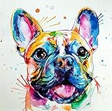 LVGUMM Malen nach Zahlen Kits für Erwachsene Anfänger und Kinder Lächelnde farbige französische Bulldogge Geschenke für Feiertage und Geburtstage Digitales Ölgemälde Wandkunst Home Decor- 40x50CM