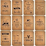 24 Packungen Kraft Papier Notizbücher Spanische Inspirierende Notizblöcke Süßes Mini Motivierendes Tagebuch Notizbuch Motivation Klein Tasche Notizbuch für Schule Büro Heim Reise, 12 S