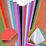 JNCH (20 Blatt A4) 10 selbstklebend Dekofolie + 10 Glitzer Papier Glänzend Tonpapier Bastelpapier Glitzerpapier Deko Klebefolie Bastelfolie Dekopapier Glitter Karte Karton Glitzer Folie G