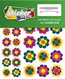 85 Prilblumen Aufkleber Maxiset in 5 Größen, Retro Style 70er Jahre Kult, Wandstick