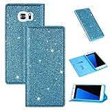 Nadoli Glitzer Wallet Hülle für Galaxy S7 Edge,Bling Schutzhülle Leder Flip Case Lederhülle mit Kartenfach Standfunktion Klappbar Magnetisch Etui für Samsung Galaxy S7 Edg