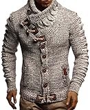 Leif Nelson Herren Strickjacke Männer Jacke Moderne Freizeitjacke Stylische Übergangsjacke LN5585;XL,Hell B