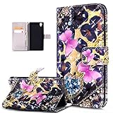 Kompatibel mit Schutzhülle Sony Xperia XA Ultra Hülle Handyhülle,3D Bunte Gemalte Schmetterlings Muster PU Lederhülle Flip Ständer Wallet Handy Hülle Tasche Handy Tasche Schutzhülle,Rosa Schmetterling