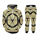 3D bedruckte Krone Golden Flower Luxus Trainingsanzug Anzüge Herren Barock Court Style Jacke und Jogger Hose Set, Hspa60197, XX-Larg