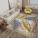 Anti-Milbe antifouling Salon Teppichboden Grau Wohnzimmer Teppichgrau Grey Gelb Blätter Muster Weiche Teppich Wasserwäsche hausdesign Auslegware 120x160cm Teppich 3ft 11.2''X5ft 3''