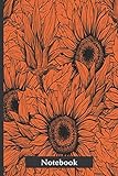 Notebook: Sunflower notebook to write in. Pretty orange notebook with sunflower illustration, great gift for women and g