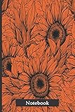 Notebook: Sunflower notebook to write in. Pretty orange notebook with sunflower illustration, great gift for women and g