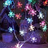 YQDHB Schneeflocke LED Lichterkette,3M LED Lichterketten Weihnachtsschneeflocke Beleuchtung batteriebetriebene wasserdichte Garten Lichterkette Weihnachtsschmuck warmweiß