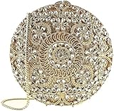 Hand bag Zdamn Womens Clutch Bag Damen Abendhandtaschen Runde Strass Clutch Geldbörse for Brautjungfer Hochzeit Handtaschen (Farbe: Gold, Größe: Kostenlose Größe) ( Color : Gold , Size : One Size )