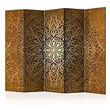 murando Raumteiler Mandala Ornament Oriental Foto Paravent 225x172 cm beidseitig auf Vlies-Leinwand Bedruckt Trennwand Spanische Wand Sichtschutz Raumtrenner braun beige f-A-0491