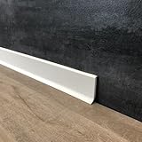 10 Meter Fußleisten | Sockelleisten 60 x 12.8 mm25560-0101 aus PVC Hartschaum mit durchgefärbter Weichlippe| Kunststoff-Leiste Weiß | Weiße Sock