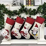 Fauhsto Weihnachtsstrümpfe,Weihnachtssocken,Nikolausstiefel Weihnachtssocken Deko Kamin Christmas Stocking,Nikolausstrumpf, Weihnachtsdeko Geschenke Taschen und Süßigkeiten Taschen-4 & 5 Stück