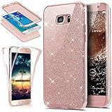 Kompatibel mit Galaxy S8 Hülle,Galaxy S8 Schutzhülle,Full-Body 360 Grad Bling Glänzend Glitzer Klar Durchsichtige TPU Silikon Hülle Handyhülle Tasche Front Cover Schutzhülle für Galaxy S8,Rose G