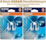 4 Lampen OSRAM COOL BLUE INTENSE W5W Halogen Positions-, Kennzeichen-, Schlusslicht 2825CBI-02B 4000K und 20% mehr Licht in 2 Doppelb