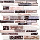 HyFanStr Wandfliesen zum Aufkleben Selbstklebende Fliesenaufkleber Küche, 3D Fliesen für Badezimmer Schwarz Glänzend 30,5 x 30,5 cm 10 B