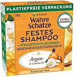 Garnier Festes Shampoo mit Argan- & Camelia-Öl pflegt trockenes Haar geschmeidig & verleiht Glanz, mit plastikfreier Verpackung, Wahre Schätze, 71 g