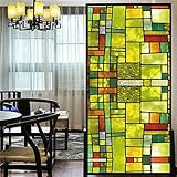 Sichtschutz-Fensterfolie, 42B, Buntglas-Fensteraufkleber, statisch haftend, dekorativ, Milchglas-Folien, individuelle Größe, gedeckte Farben, Fensterabdeckung