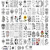 Temporary Tattoos Stickers for Neck Arm Fake Skull Tattoo Stickers (70pcs)