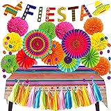 ZERODECO Fiesta Party Dekorationen, Mehrfarbig Papier Pompoms Mexiko Tischdecke FIESTA Banner Papierquaste Girlanden zum Mexiko Cinco de Mayo Fiesta Festival Geburtstags Hochzeit Party