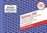 8er Pack Avery Zweckform 1742 Quittung Kleinunternehmer (A6 quer, selbstdurchschreibend, 2x40 Blatt) weiß/gelb