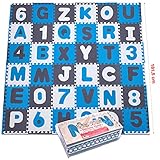 Puzzlematte XXL, 110 Teile für Kinder, aus rutschfestem Eva - 3,3m² große Spielmatte Baby, inkl. Rand-Teile 30 x 30 x 1 cm - Kinderteppich, Puzzlematte Baby mit Zahlen und Buchstaben inkl. T