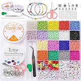 9027 Stücke Perlen zum Auffädeln Rocailles-Set - Bunte Buchstaben Smiley Mini Perlen Fädelperlen DIY Armband Phone Charm Glasperlen Set mit Gummiband, Selber Schmuck Machen Kinder, NORSHY