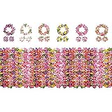 Yojoloin 24 Stück Hawaiian Leis Luau Blumen mit 12 Armbänder 6 Stirnbänder und 6 Halsketten für Luau Hawaiian Party Dekorationen Zubehör Photo Booth Prop