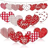 40 Stück rote Herz-Ornamente, Büffelkariert, Herz, mehrfarbig, Holzherz, Holz, Herzscheiben, Valentinstag, Basteln, Dekoration für Valentinstag, Weihnachten, Valentinstag, Hochzeitstag