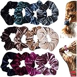 12 Stück Haargummi Samt Scrunchies Bunte Haargummis Mädchen Damen für Jeden Outfit , 12 Farben MEHRWEG
