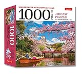 Samurai Castle with Cherry Blossoms Jigsaw Puzzle 1000 Piece: Cherry Blossoms at Himeji Castle Finished Size 24 in X 18