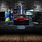 UIOJH Bilder Dodge Challenger 100x55 cm 5 Teilig Leinwandbilder Bild auf Leinwand Vlies Wandbild Kunstdruck Wanddeko Wand Wohnzimmer Wanddekoration Deko SRT Hellcat R