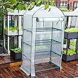 Tomaten Gewächshaus Klein Folien Tomatendach Garten Winter Gewächshäuser für Tomaten/Gemüse/Samen,Weißes pe 4-stufiges Regal Hohes Growzelt,Einfache Montage Schutz Außerhalb des U