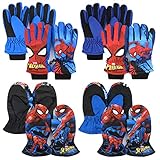 Characters Cartoons Spiderman - Skihandschuhe für den Winter, mit elastischem Bündchen - für Kinder, 118 Schwarz, 1 Finger, 5-6 J